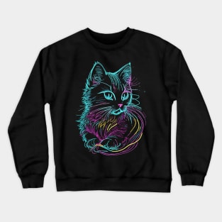 Neon Cat Crewneck Sweatshirt